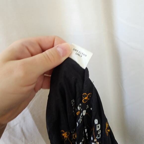 Alka Vora Maxi Skirt 100% Silk Embroidered Gypsy One Size Black Tiered Boho New - Picture 11 of 12